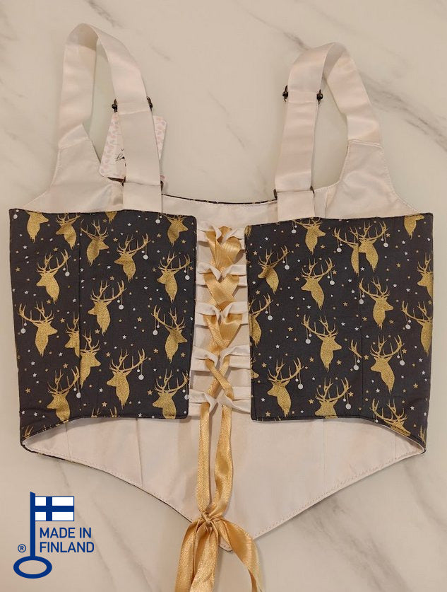 Reindeer Pattern - Reversible Corset Top - Sample Sale — made in Finland — view 2
