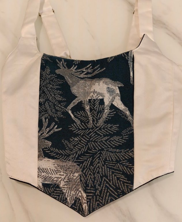 White &amp; Gray - Reversible Corset Top- S-M — reversible corset top handmade in Helsinki by PopJoy