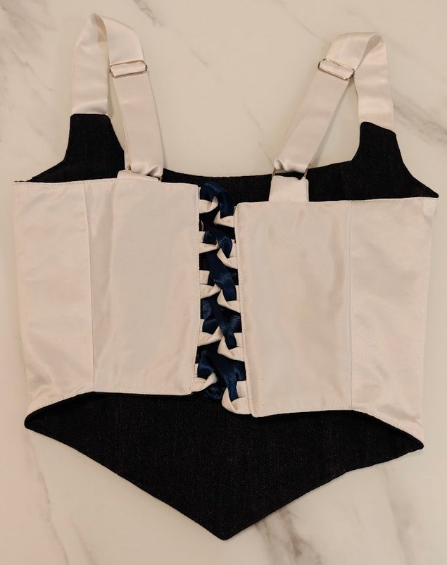White & Gray - Reversible Corset Top- S-M — reversible corset top handmade in Helsinki by PopJoy