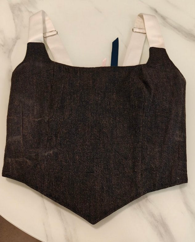 White &amp; Gray - Reversible Corset Top- S-M — reversible corset top handmade in Helsinki by PopJoy