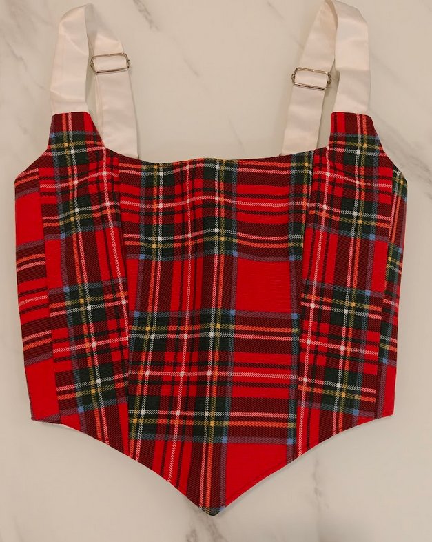 Red & White (Xmas) - Reversible Corset Top- S-M — reversible corset top handmade in Helsinki by PopJoy