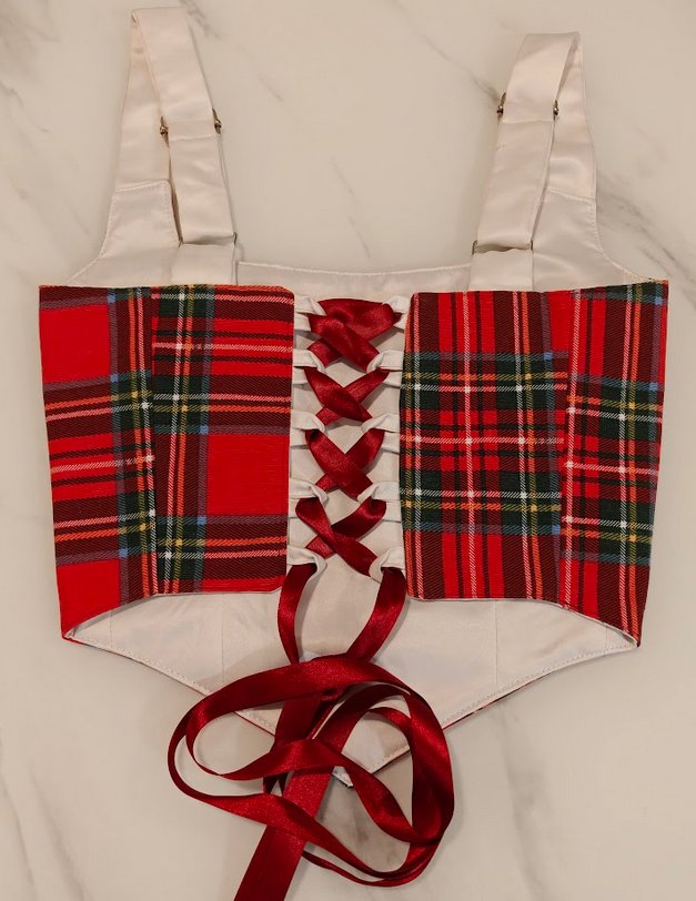 Red &amp; White (Xmas) - Reversible Corset Top- S-M — reversible corset top handmade in Helsinki by PopJoy