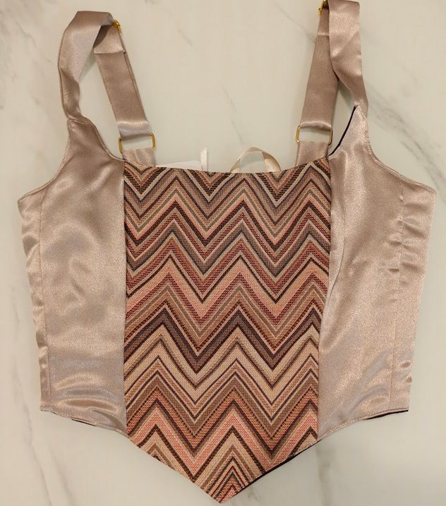 Champagne & Brown - Reversible Corset Top- S-M — reversible corset top handmade in Helsinki by PopJoy