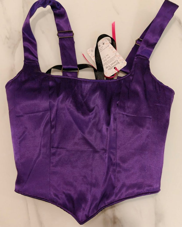 Black &amp; Purple - Reversible Corset Top- XXS-XS — reversible corset top handmade in Helsinki by PopJoy