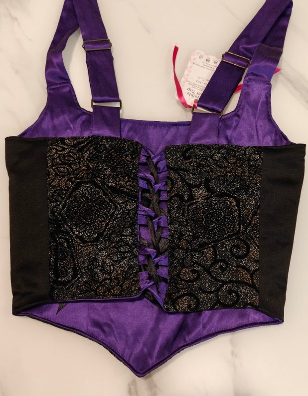 Black &amp; Purple - Reversible Corset Top- XXS-XS — reversible corset top handmade in Helsinki by PopJoy