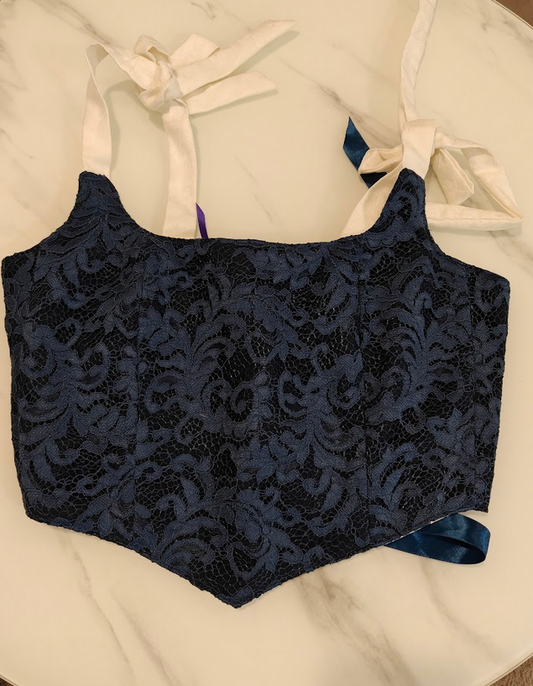 Blue & White - Reversible Corset Top - Sample Sale - L-XL