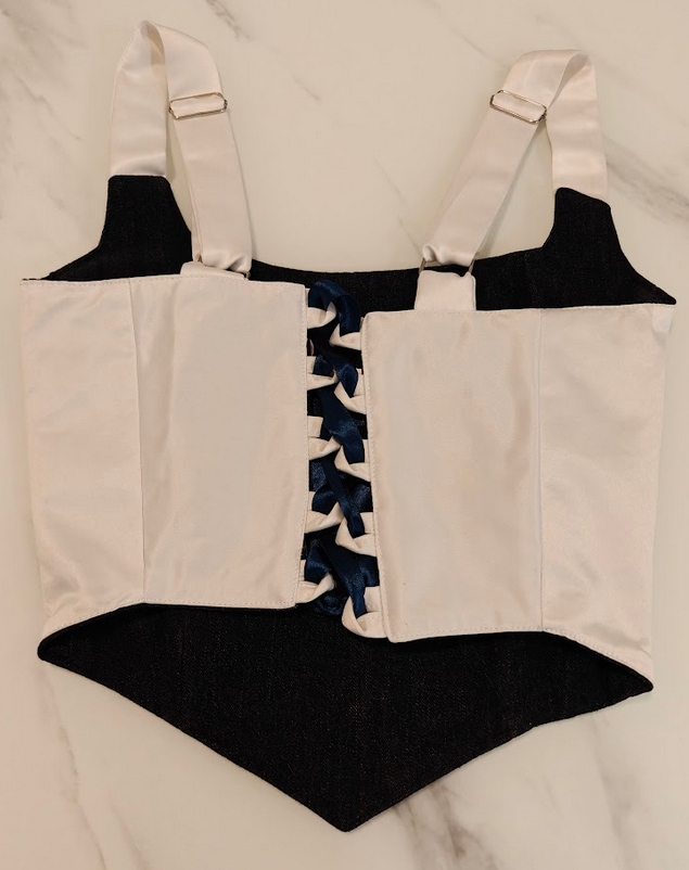 White & Gray - Reversible Corset Top - Sample Sale - S-M