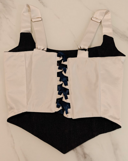 White & Gray - Reversible Corset Top - Sample Sale - S-M