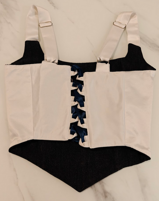 White & Gray - Reversible Corset Top - Sample Sale - S-M