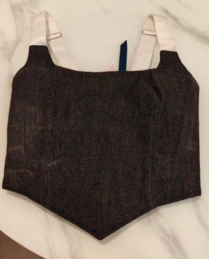 White & Gray - Reversible Corset Top - Sample Sale - S-M