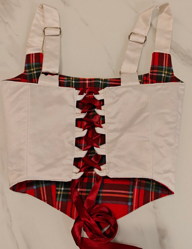 Red &amp; White (Xmas) - Reversible Corset Top - Sample Sale - S-M