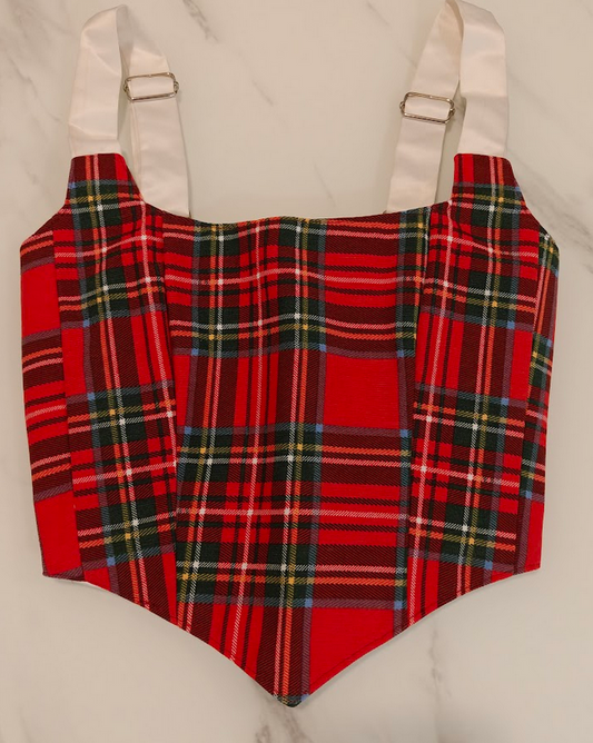 Red & White (Xmas) - Reversible Corset Top - Sample Sale - S-M
