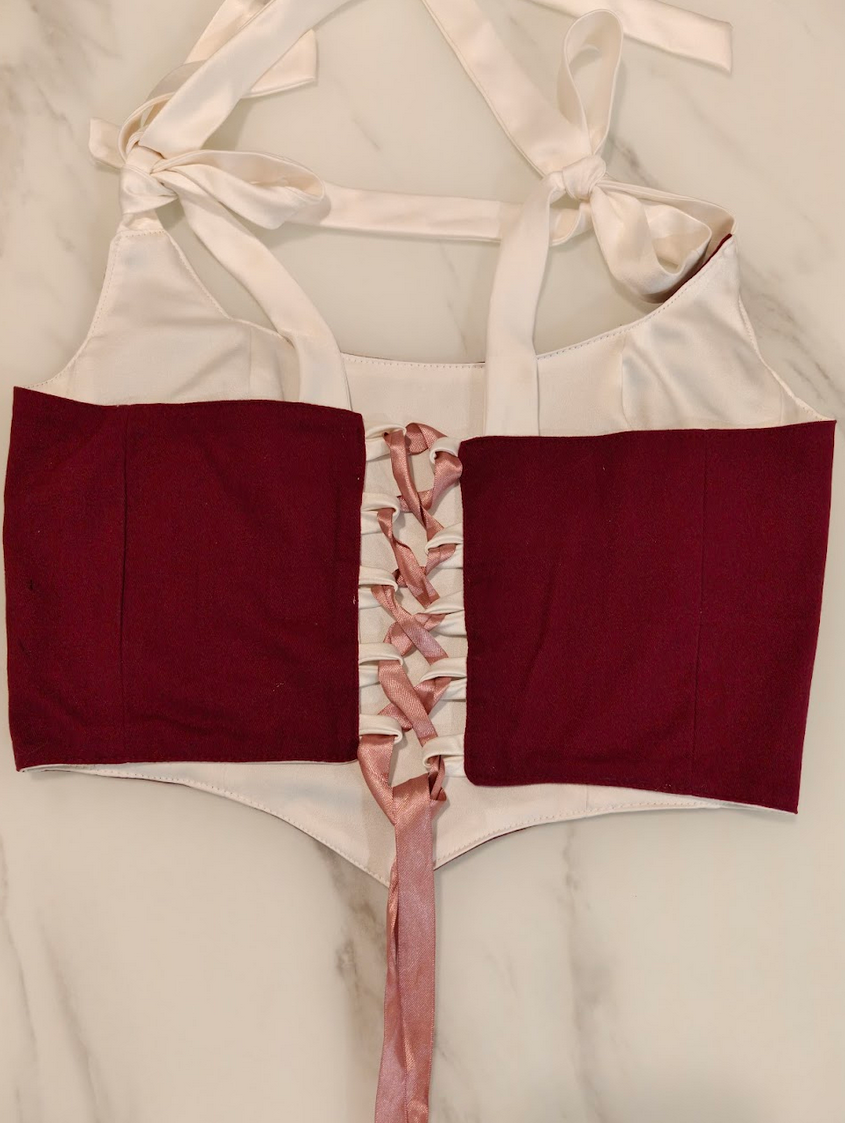 Red & White - Reversible Corset Top - Sample Sale - M-L