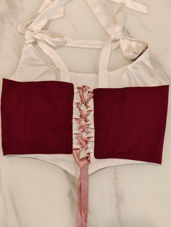 Red &amp; White - Reversible Corset Top - Sample Sale - M-L