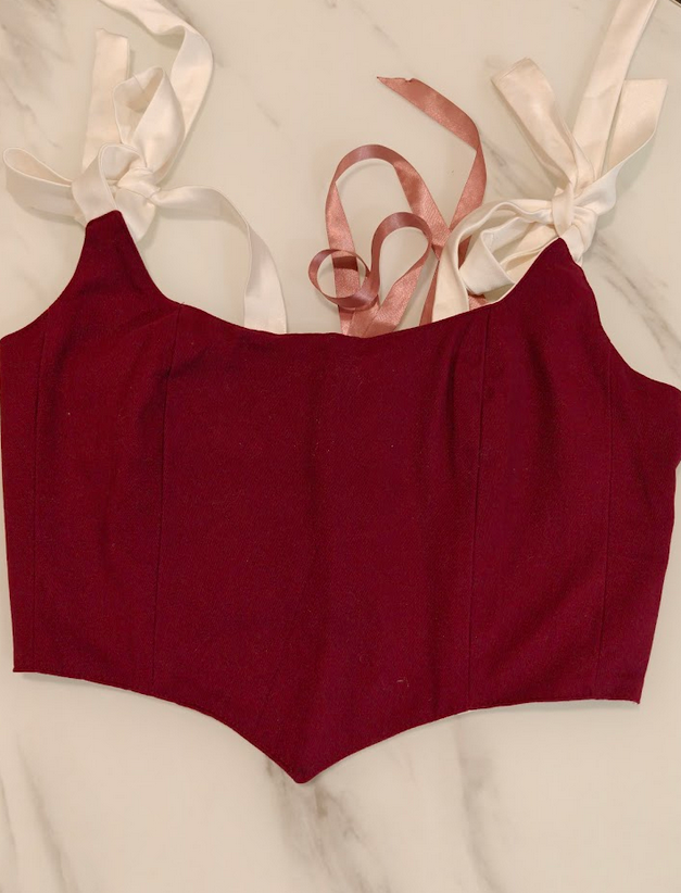 Red &amp; White - Reversible Corset Top - Sample Sale - M-L