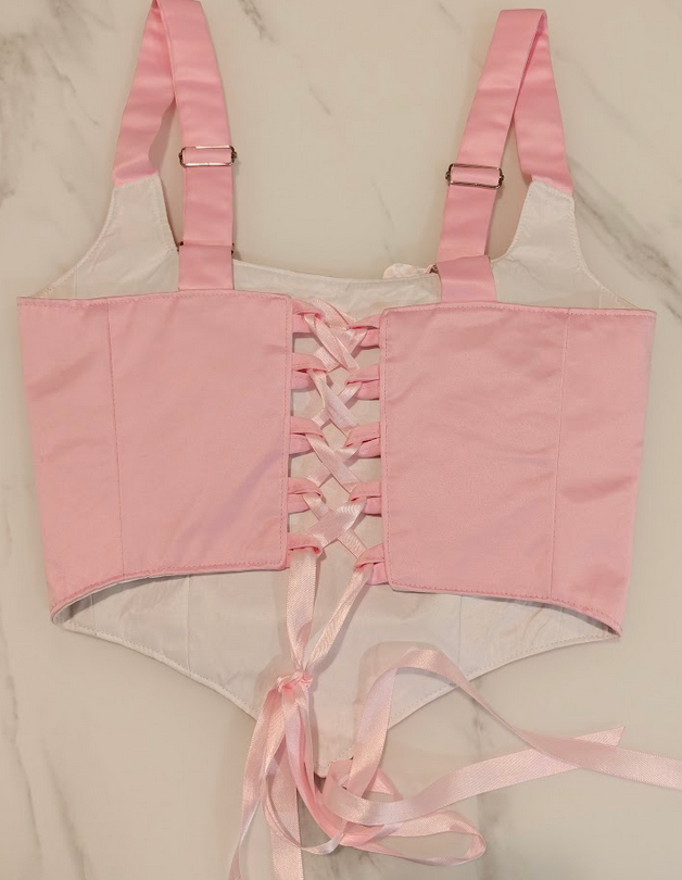 Pink & White - Reversible Corset Top - Sample Sale - S-M