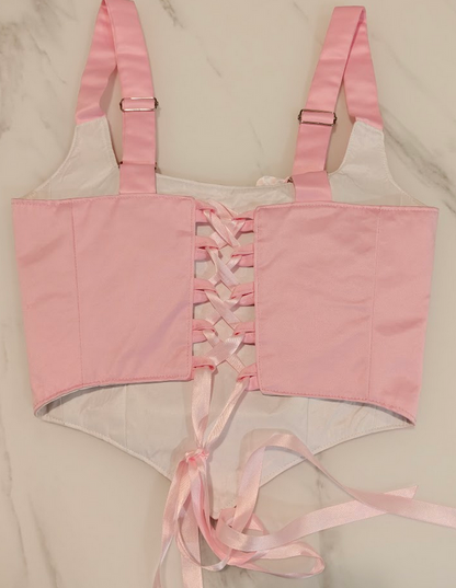 Pink & White - Reversible Corset Top - Sample Sale - S-M