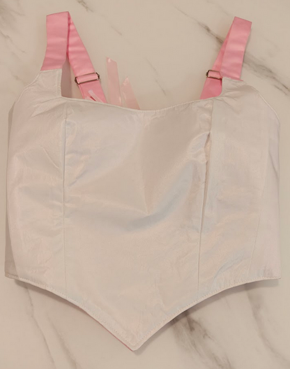 Pink & White - Reversible Corset Top - Sample Sale - S-M