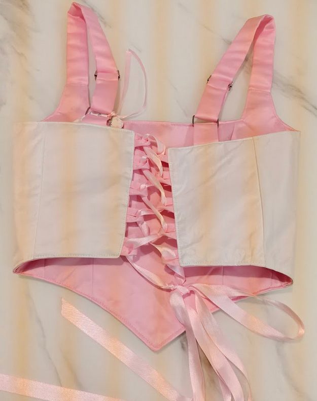 Pink & White - Reversible Corset Top - Sample Sale - S-M