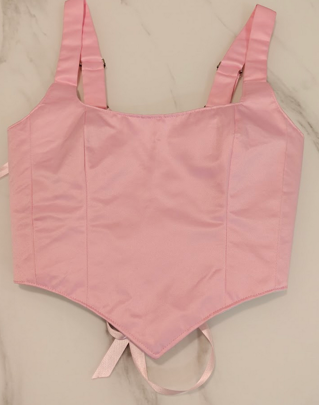 Pink & White - Reversible Corset Top - Sample Sale - S-M