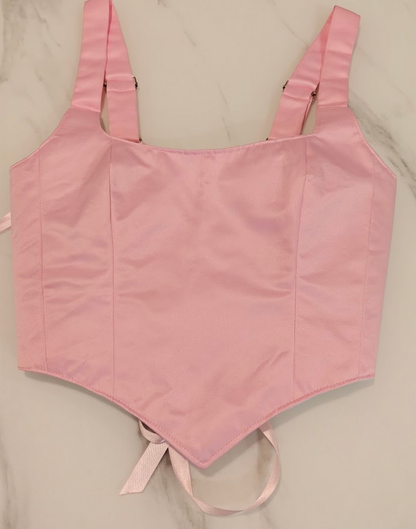 Pink & White - Reversible Corset Top - Sample Sale - S-M
