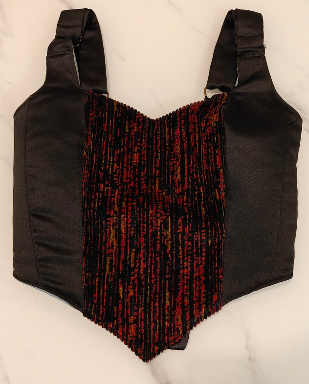 Blue & Dark Brown - Reversible Corset Top - Sample Sale - XS-S