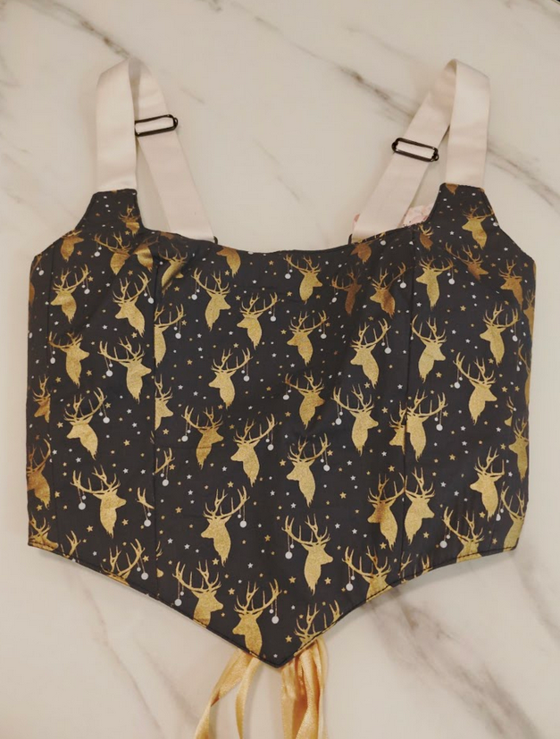 Reindeer Pattern - Reversible Corset Top - Sample Sale - S-M