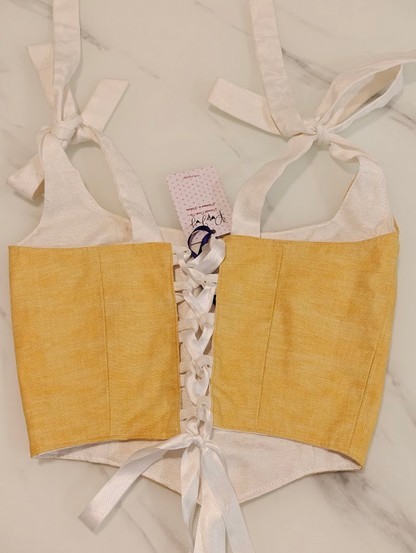 Yellow & White - Reversible Corset Top - Sample Sale - S-M