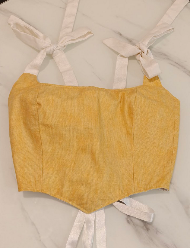 Yellow & White - Reversible Corset Top - Sample Sale - S-M