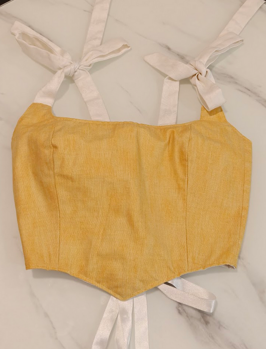 Yellow & White - Reversible Corset Top - Sample Sale - S-M