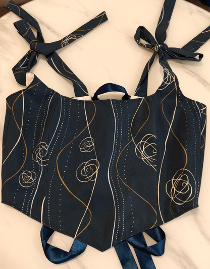 Dark Blue & White - Reversible Corset Top - Sample Sale - L-XL