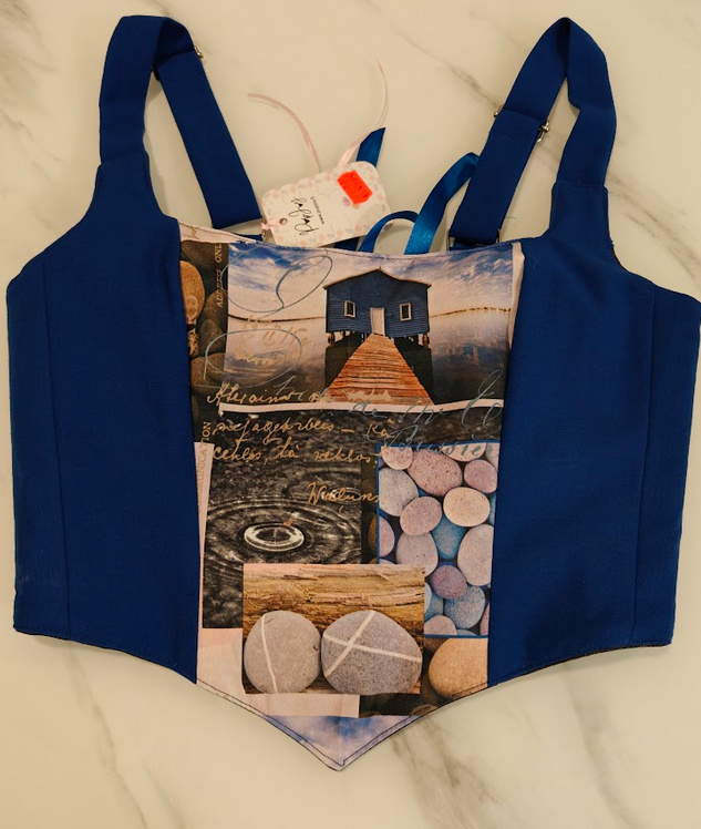 Blue & Gray House - Reversible Corset Top - Sample Sale - L-XL