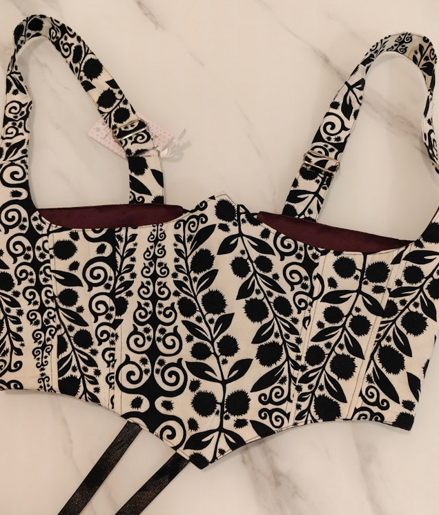 White & Purple - Reversible Corset Belt - Sample Sale - L-XL