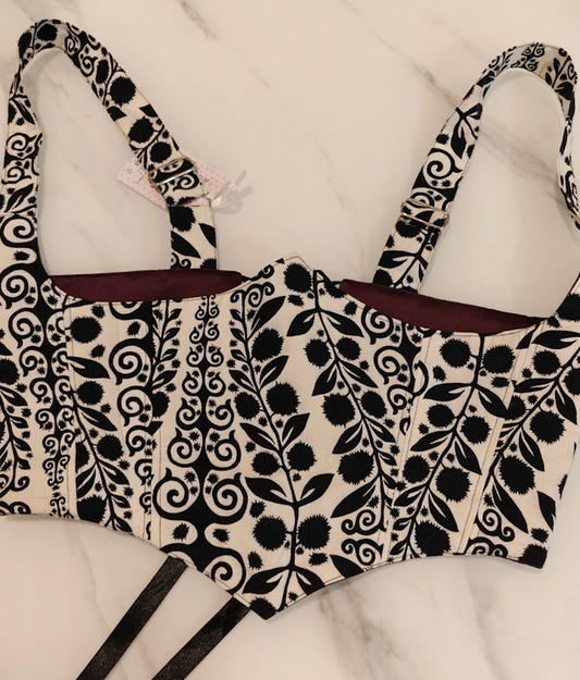 White & Purple - Reversible Corset Belt - Sample Sale - L-XL