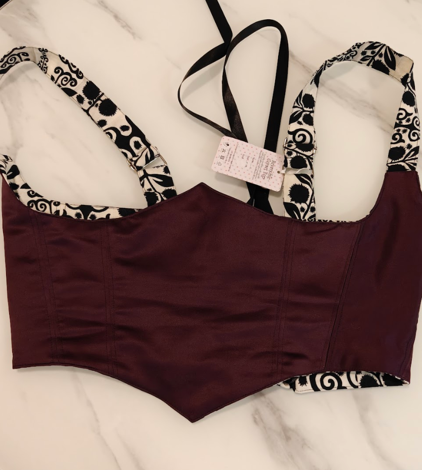 White & Purple - Reversible Corset Belt - Sample Sale - L-XL