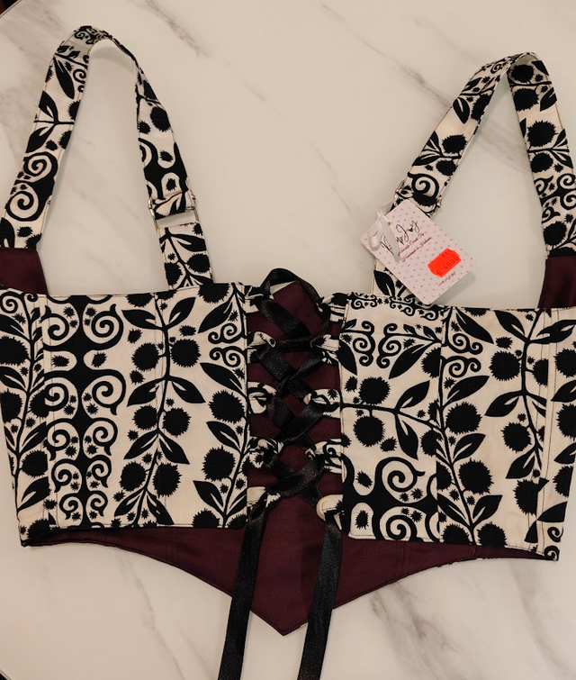 White & Purple - Reversible Corset Belt - Sample Sale - L-XL
