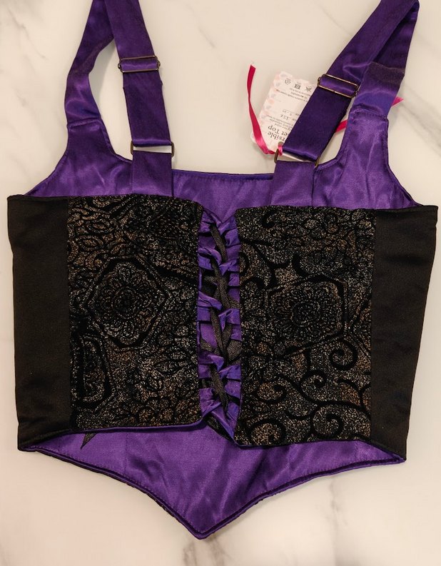 Black & Purple - Reversible Corset Top - Sample Sale - XXS-XS