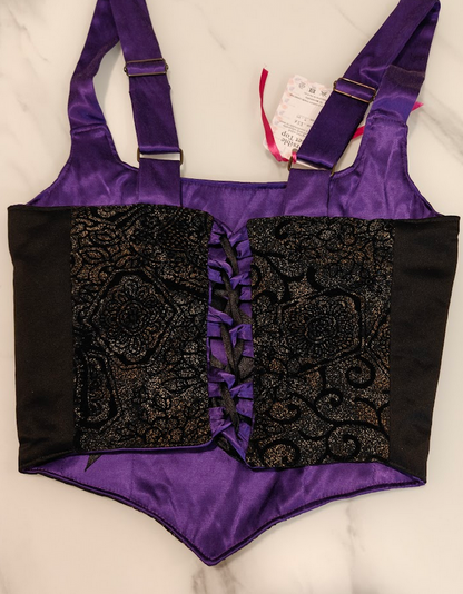 Black & Purple - Reversible Corset Top - Sample Sale - XXS-XS