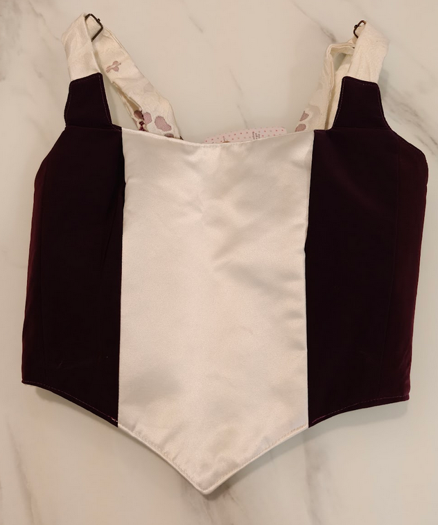 White & Red Reversible Corset Top - Sample Sale - XS-S