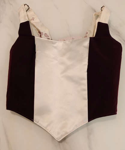 White & Red Reversible Corset Top - Sample Sale - XS-S