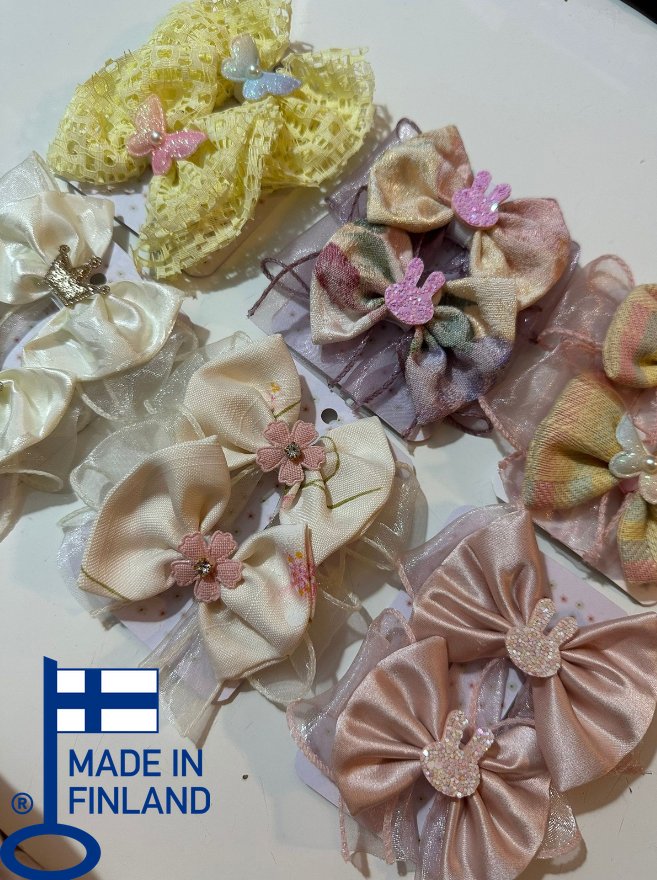 Spring Set - Pair Bow Clip — handmade hair accessory by PopJoy, Helsinki