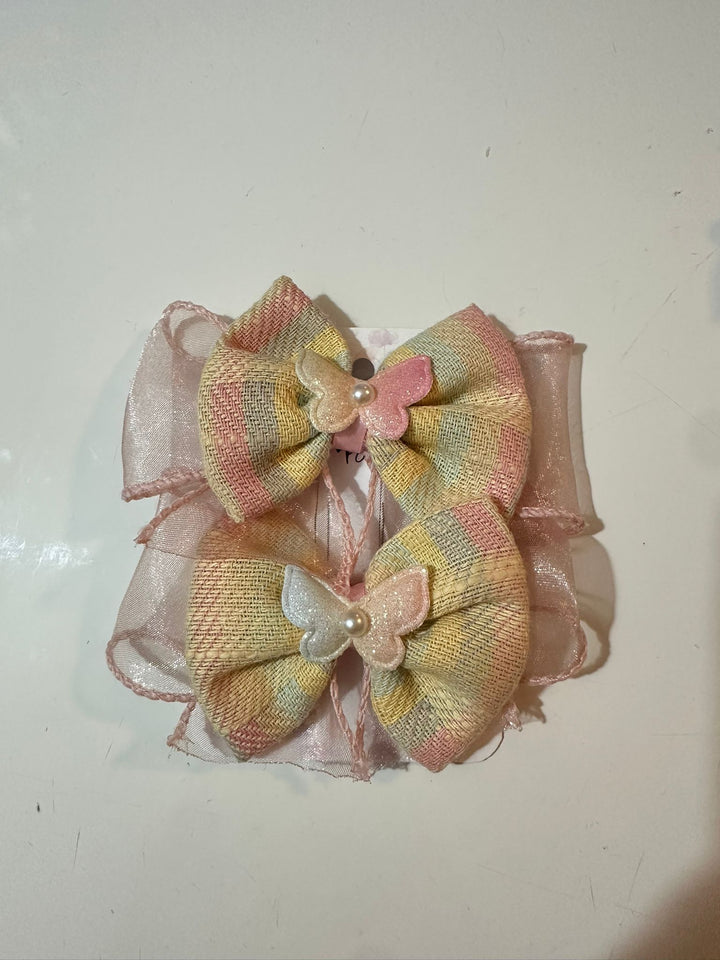 Spring Set - Pair Bow Clip — handmade hair accessory by PopJoy, Helsinki